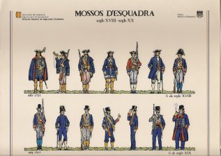 El Parlament refunda el cos dels Mossos d'Esquadra. Uniformes del cos. Font Departament de Governació